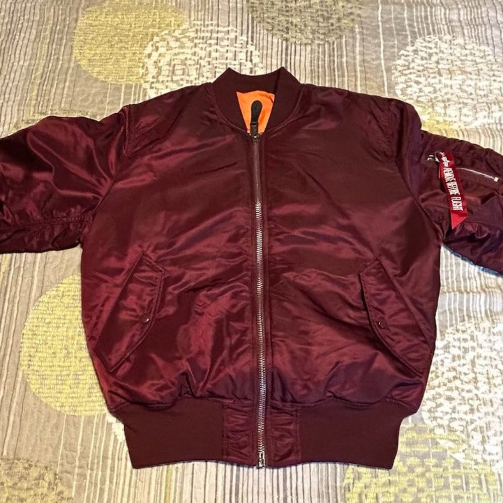 Alpha Industries MA-1 maroon bomber jacket